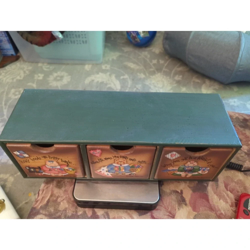 Vintage Dianna Marcum Wood Sewing Cubbies Drawers Storage Bins